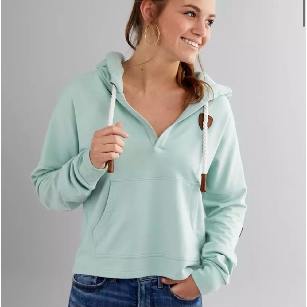 Wanakome Etta hoodie crop womans size S split neck